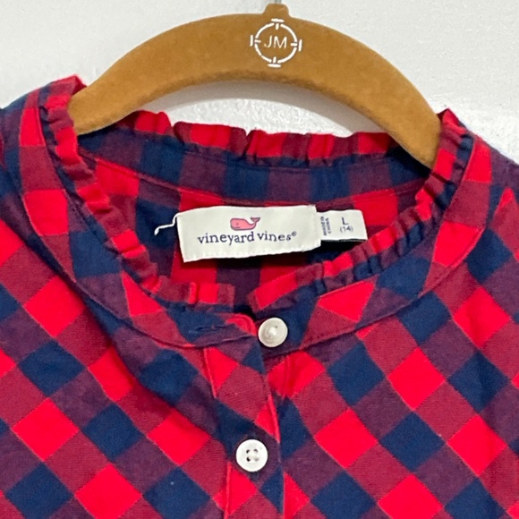 VINEYARD VINES Girls Buffalo Check Tunic Top 100% Cotton Long Sleeve LARGE (14) - Picture 4 of 6